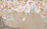 Tapet personalizat floral cu flori stilizate cu o textura ce aminteste de desenul cu creionul oferind un aspect artistic si original crayon blossom