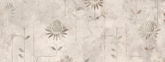 Tapet personalizat floral cu flori minimalist stilizate pe un fundal cu aspect de stucada pentru un design modern si aerisit minimalist stucco flowers