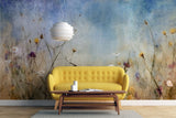 Tapet personalizat floral cu flori de camp pictate in tonuri intunecate ce aduc o nota de mister si o eleganta rustica painted wildflowers dark