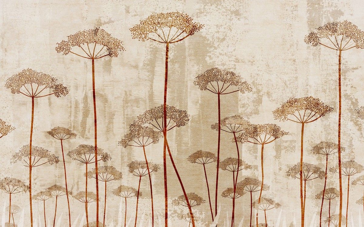 Tapet personalizat floral cu flori de marar cu o textura bogata si detalii fine pentru un decor natural si sofisticat textured dill flowers