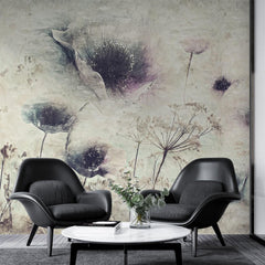 Tapet personalizat floral cu o ilustratie a unei flori in stil acuarela cu un efect de cerneala ce se difuzeaza aducand un plus de originalitate ink bloom