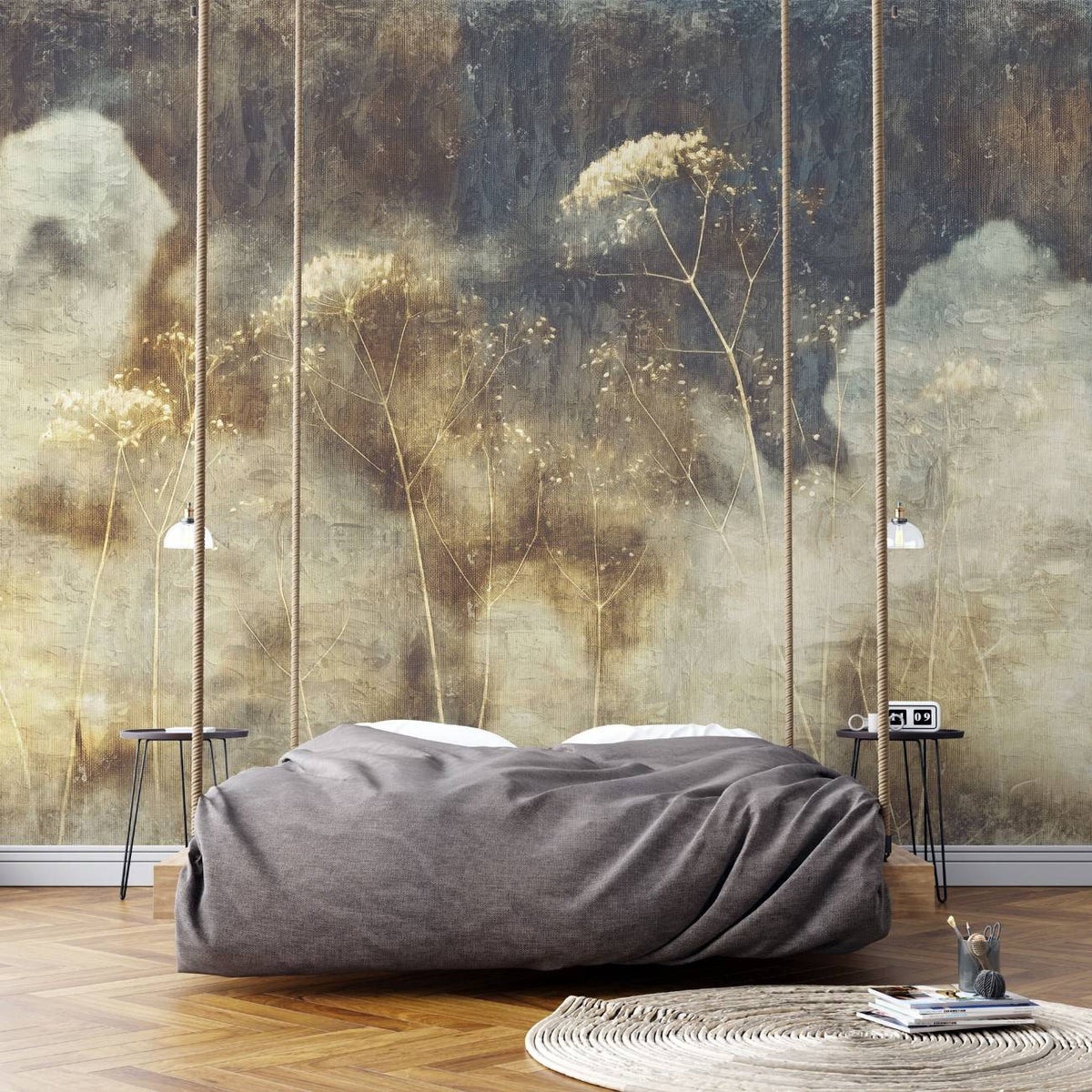 Tapet personalizat floral cu flori delicate de gipsophila creand un aspect pufos si visator ideal pentru o atmosfera romantica gypsophilia