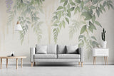 Tapet personalizat floral cu flori de wisteria in nuante delicate creand o cascada vizuala ce aduce un sentiment de liniste si armonie soft wisteria