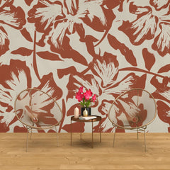 Tapet personalizat floral cu flori in nuante bogate de purpuriu aducand o nota de eleganta si pasiune decorului crimson flowers