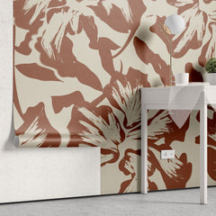 Tapet personalizat floral cu flori in nuante bogate de purpuriu aducand o nota de eleganta si pasiune decorului crimson flowers