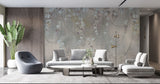 Tapet Personalizat Floral cu liane inflorite si fundal cu efect de plaster - FLOWER VINES