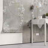 Tapet Personalizat Floral cu liane inflorite si fundal cu efect de plaster - FLOWER VINES