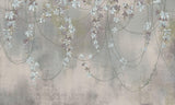 Tapet Personalizat Floral cu liane inflorite si fundal cu efect de plaster - FLOWER VINES