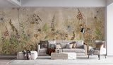 Tapet Personalizat Floral cu flori salbatice in fundal bej - LITTLE WILDFLOWERS BEIGE
