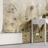 Tapet Personalizat Floral cu flori salbatice in fundal bej - LITTLE WILDFLOWERS BEIGE
