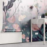 Tapet Personalizat Floral cu arta digitala florala in nuante de roz si albastru - SOFT MARINE PINK