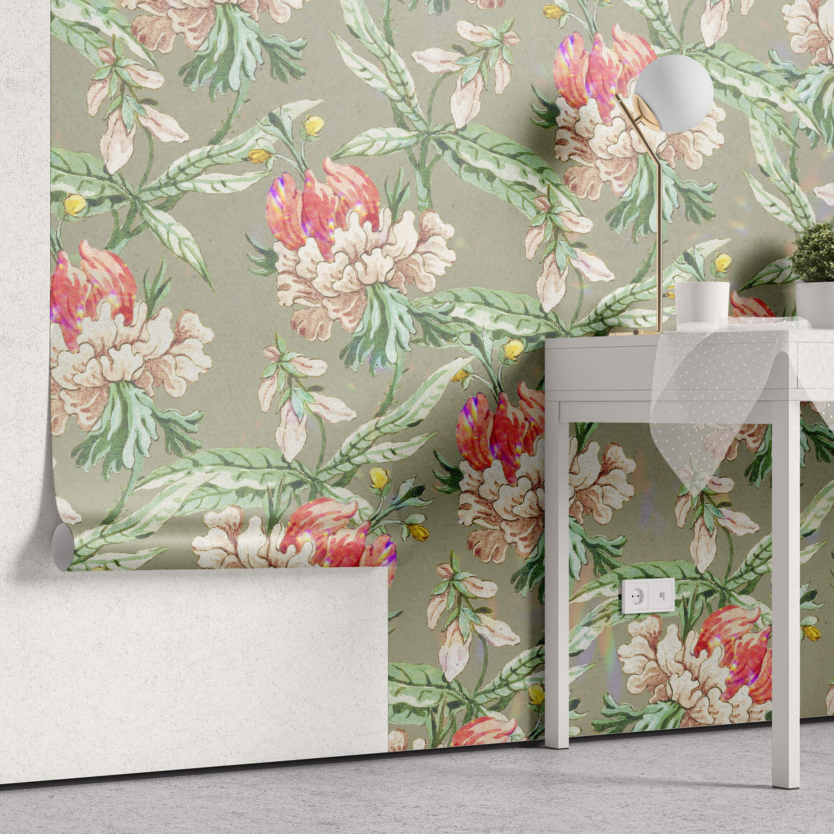 Tapet Personalizat Floral cu flori imperiale in nuante vibrante - VIBRANT CLASSY PATTERN