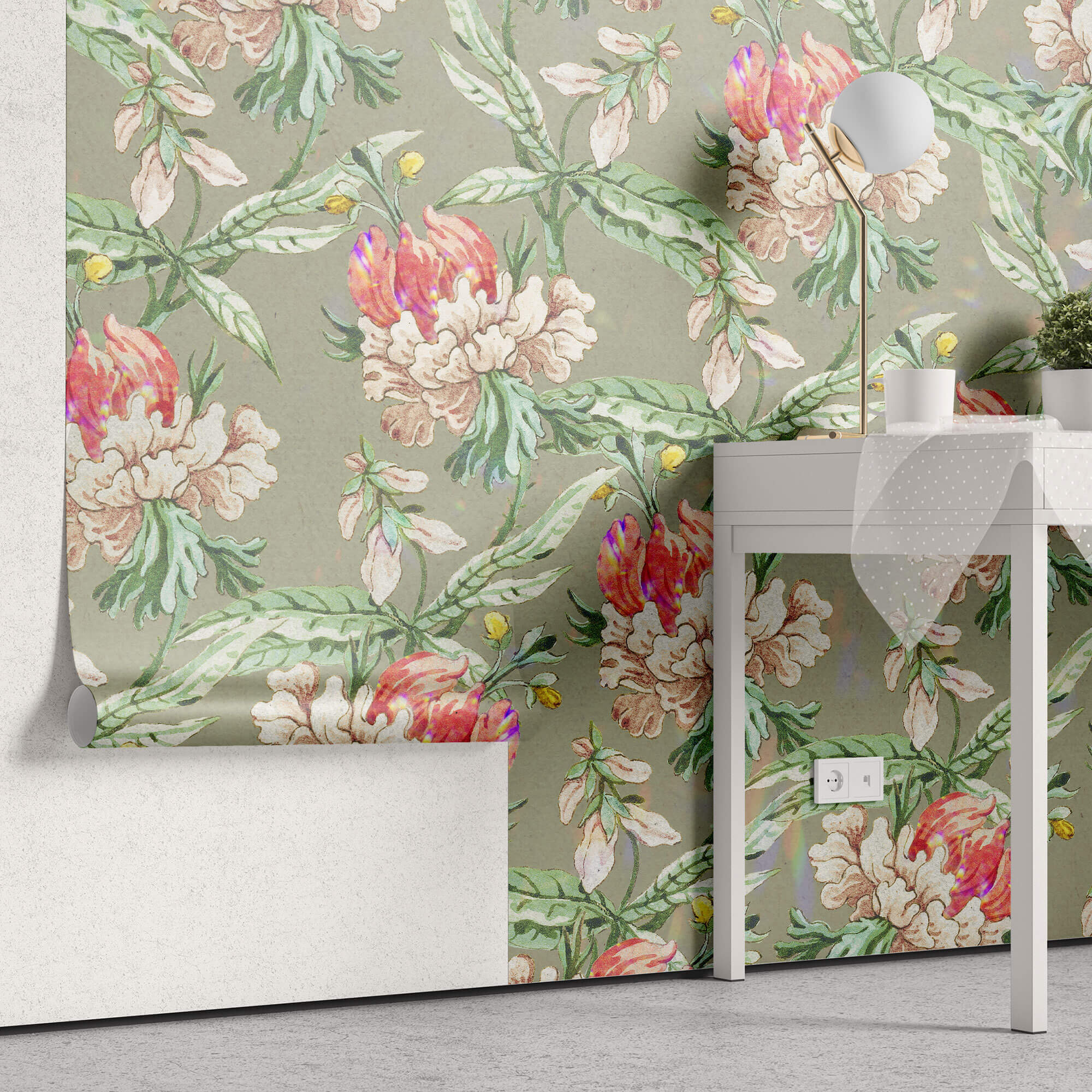 Tapet Personalizat Floral cu flori imperiale in nuante vibrante - VIBRANT CLASSY PATTERN