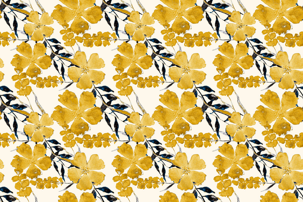 Tapet personalizat - YELLOW FLORAL PATTERN