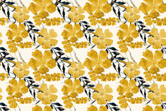 Yellow Floral Pattern Personalised Wallpaper