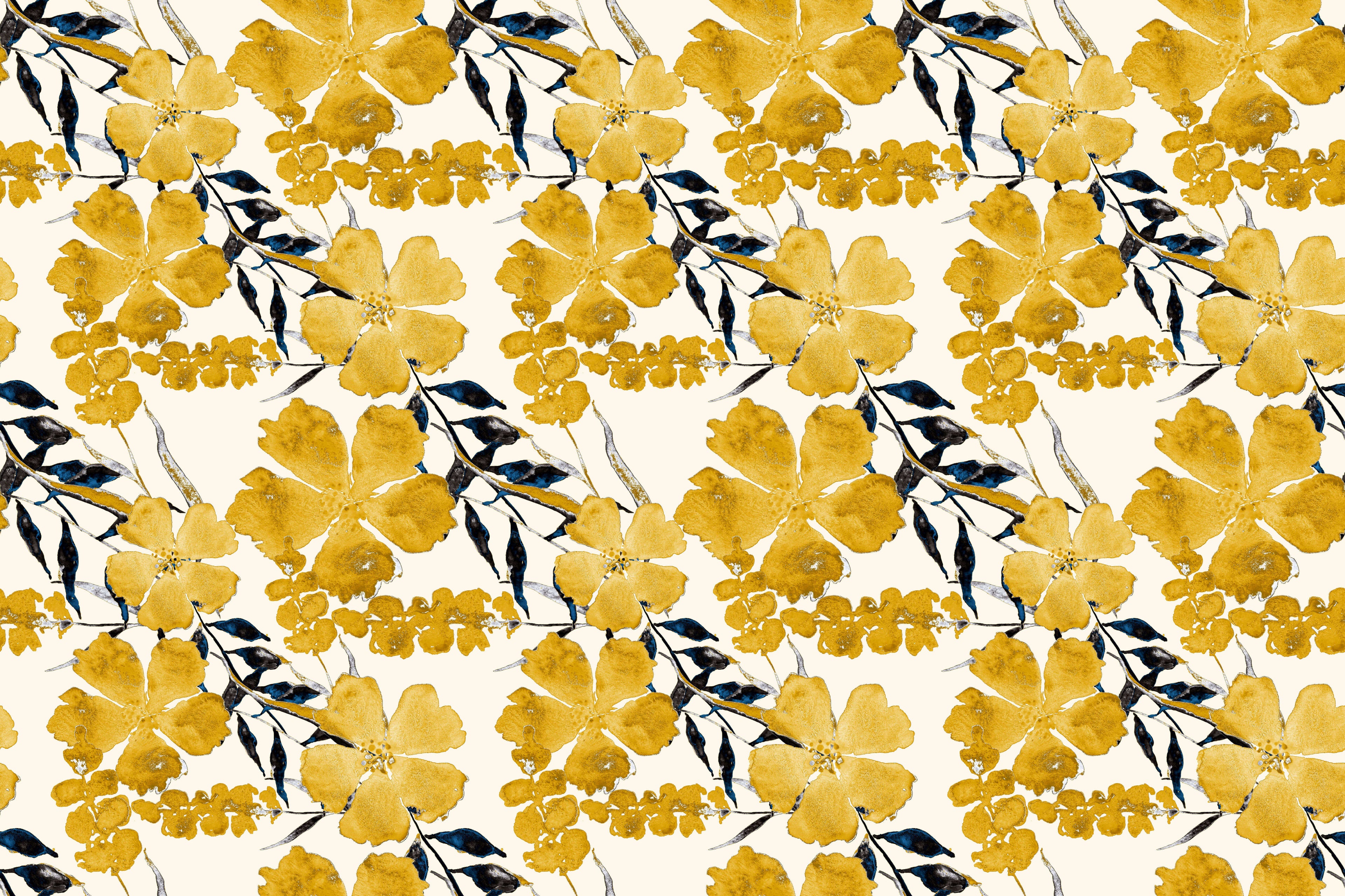 Tapet personalizat - YELLOW FLORAL PATTERN