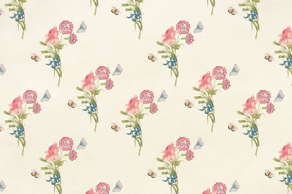 Tapet Personalizat Floral cu buchetele de flori si fluturi - SOFT BOUQUET PATTERN