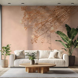 Fototapet Personalizat Floral cu floarea miresei stralucitoare si fundal roz de apus - SHINY GYPSOPHILA