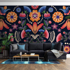 Tapet Personalizat Floral cu model floral de inspiratie tribala - TRIBAL FLOWERS