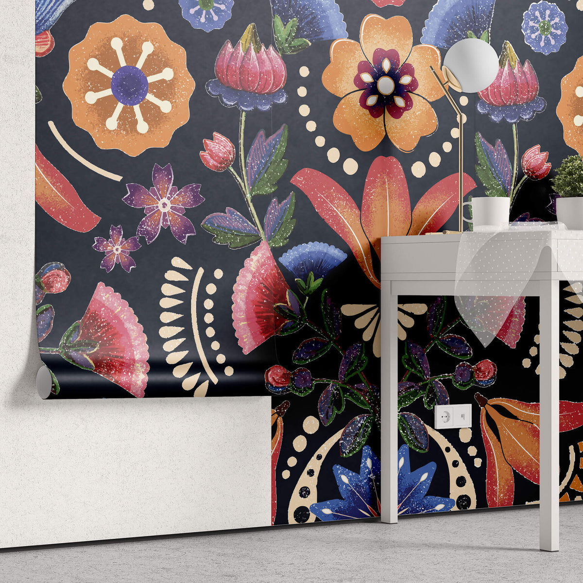 Tapet Personalizat Floral cu model floral de inspiratie tribala - TRIBAL FLOWERS