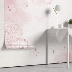 Tapet Personalizat Floral cu flori in pictura watercolor in nuante de roz - PINK WATERCOLOR PAPER