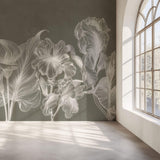 Tapet Personalizat Floral cu flori luminescente albe - LUMINESCENT FLOWERS