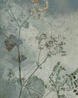 Tapet Personalizat Floral cu flori in fundal de plaster in nuante de verde - ABSTRACT FLOWER DESIGN