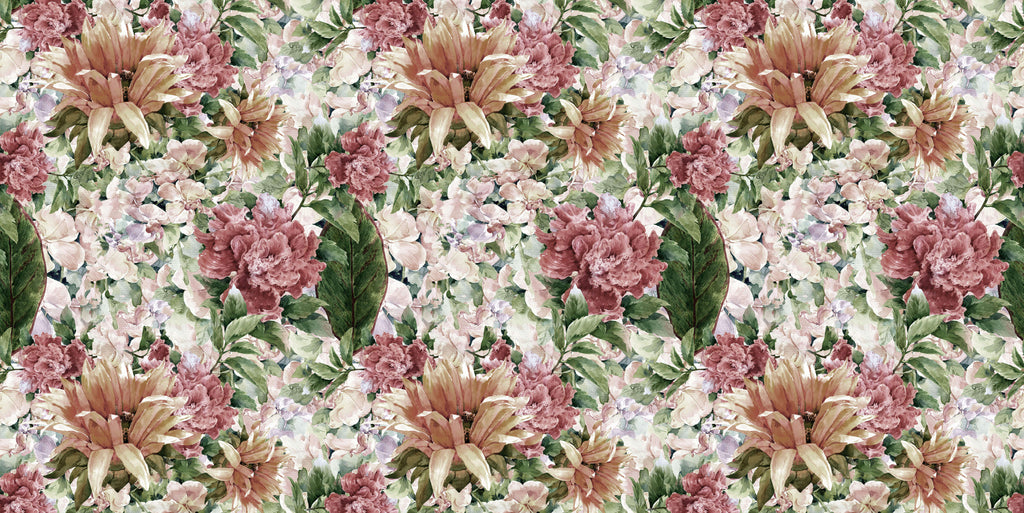 Tapet personalizat - WATERCOLOR FLORAL MURAL
