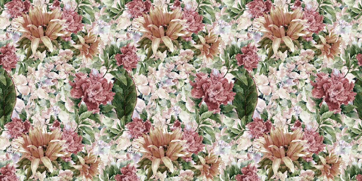 Watercolor Floral Mural Personalised Wallpaper