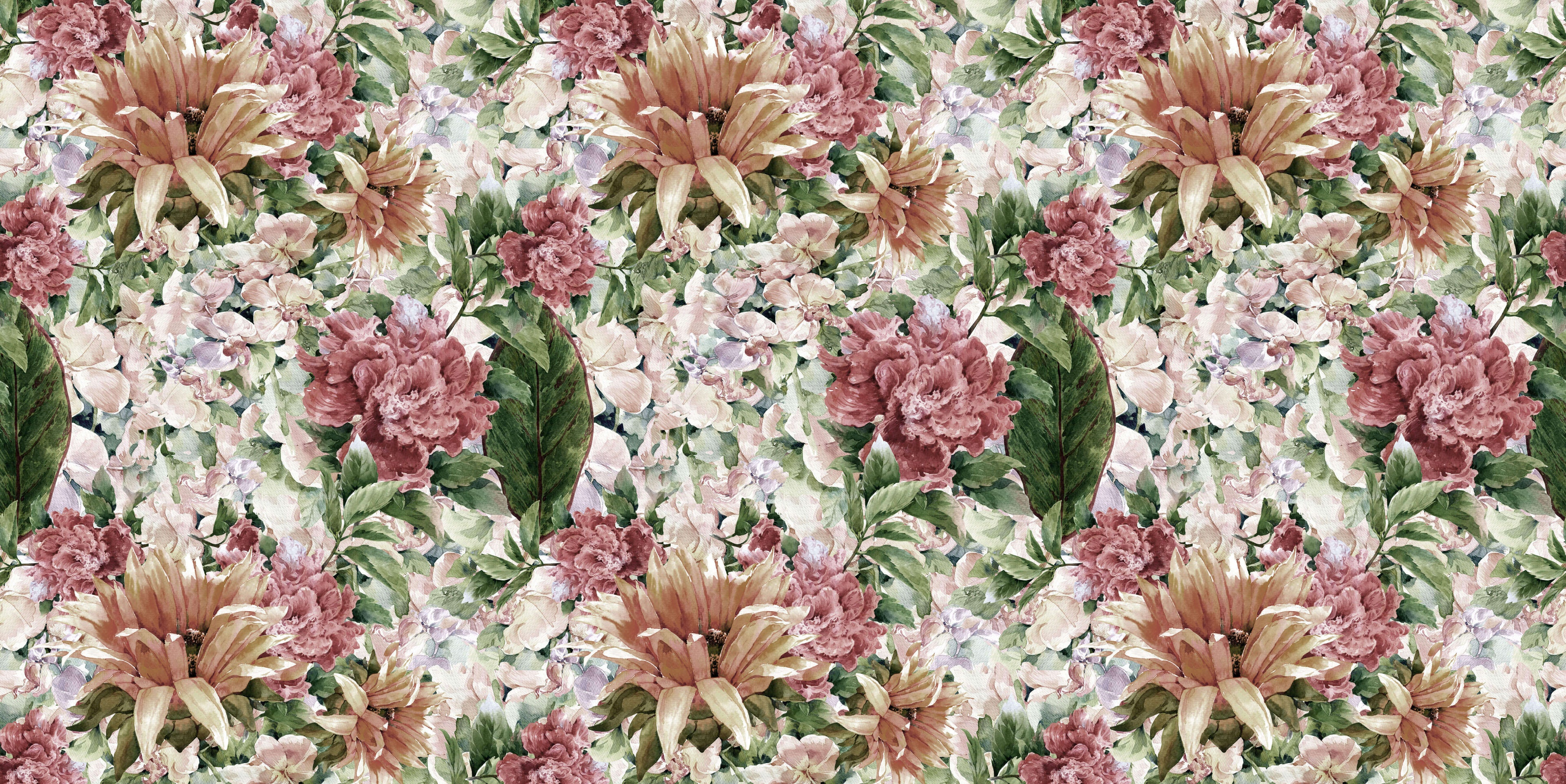 Tapet personalizat - WATERCOLOR FLORAL MURAL