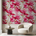 Tapet Personalizat Floral cu flori de magnolie in nuante de roz fucsia - FUCHSIA MAGNOLIA