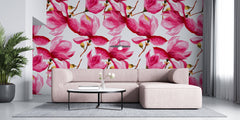 Tapet Personalizat Floral cu flori de magnolie in nuante de roz fucsia - FUCHSIA MAGNOLIA