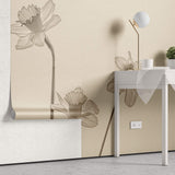 Tapet Personalizat Floral narcise cu fundal bej - DAFFODIL NEGATIVE