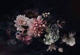 Fototapet Personalizat Floral cu aranjament floral intr-un fundal albastru inchis - DARK FLORAL BOUQUET