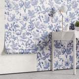 Tapet Personalizat Floral cu model floral albastru in stil olandez - DUTCH FLORAL PATTERN