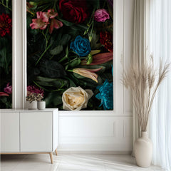 Fototapet Personalizat Floral cu crini crizanteme si trandafiri multicolori - DARK FLORAL PHOTOGRAPHY