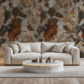 Tapet Personalizat Floral cu tesatura textila florala in nuante pamantii - CANVAS PRINTED FLORAL