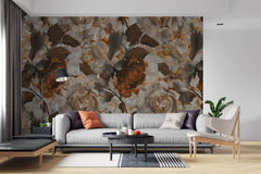 Tapet Personalizat Floral cu tesatura textila florala in nuante pamantii - CANVAS PRINTED FLORAL