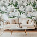Tapet Personalizat Floral cu bujori albi infloriti - WHITE PEONY