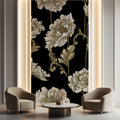 Tapet Personalizat Floral cu flori albe in stil elegant - BLACK & WHITE FLORAL PATTERN