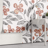 Tapet Personalizat Floral cu flori micute rosii si funze gri - SEAMLESS FLORAL PATTERN