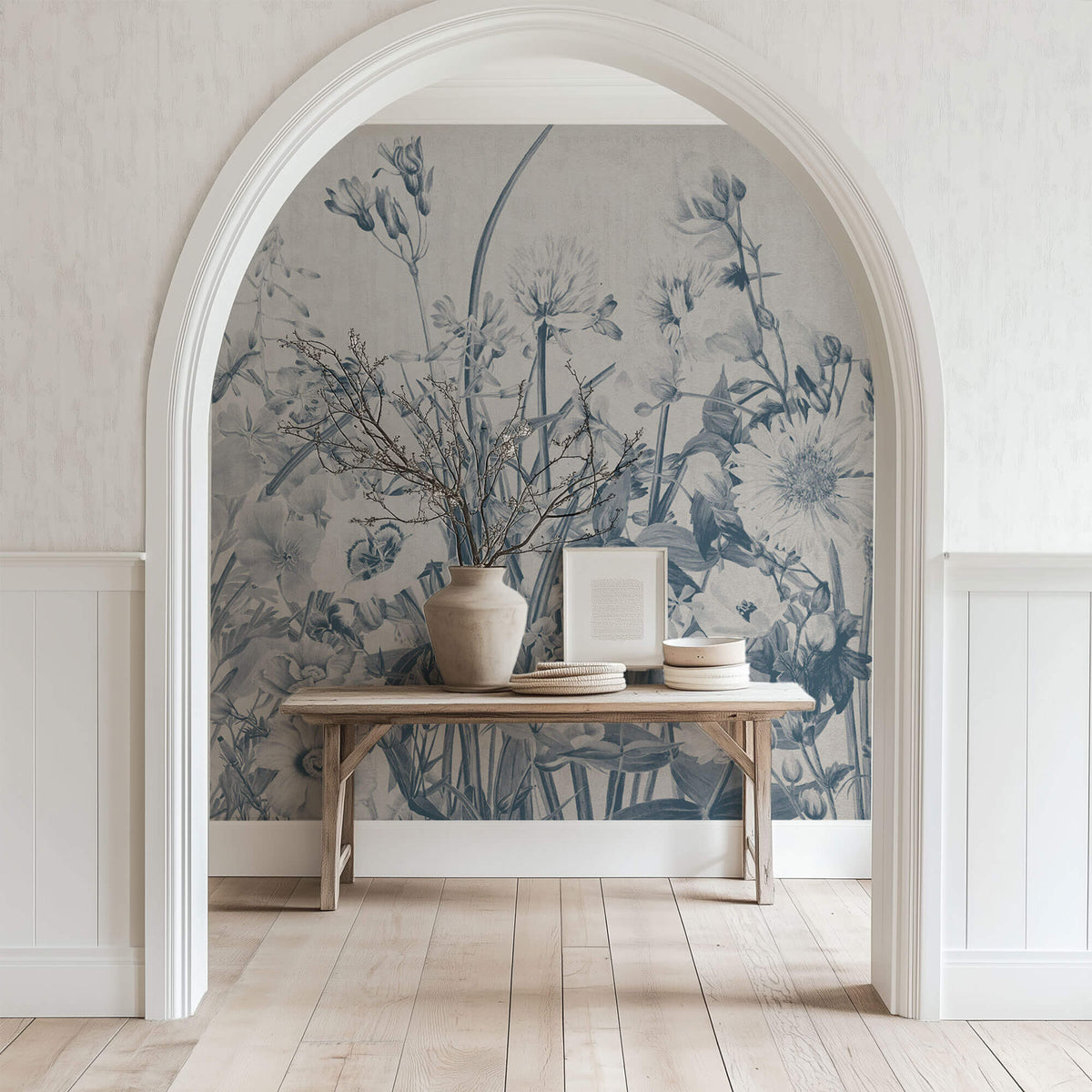 Tapet Personalizat Floral cu flori de camp in nuante albastrui - BLUE TINTED WILDFLOWERS