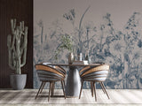 Tapet Personalizat Floral cu flori de camp in nuante albastrui - BLUE TINTED WILDFLOWERS