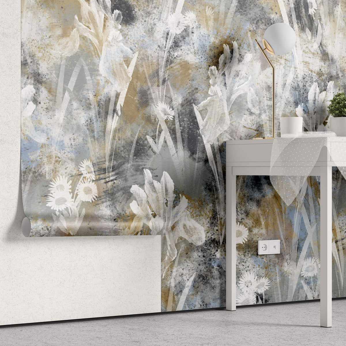 Tapet Personalizat Floral cu elemente florale abstracte in nuante de bej - ABSTRACT PETALS II