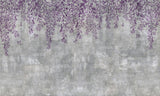 Tapet Personalizat Floral cu flori curgatoare mov pe un perete de ciment gri - CONCRETE LILA FLOWERS