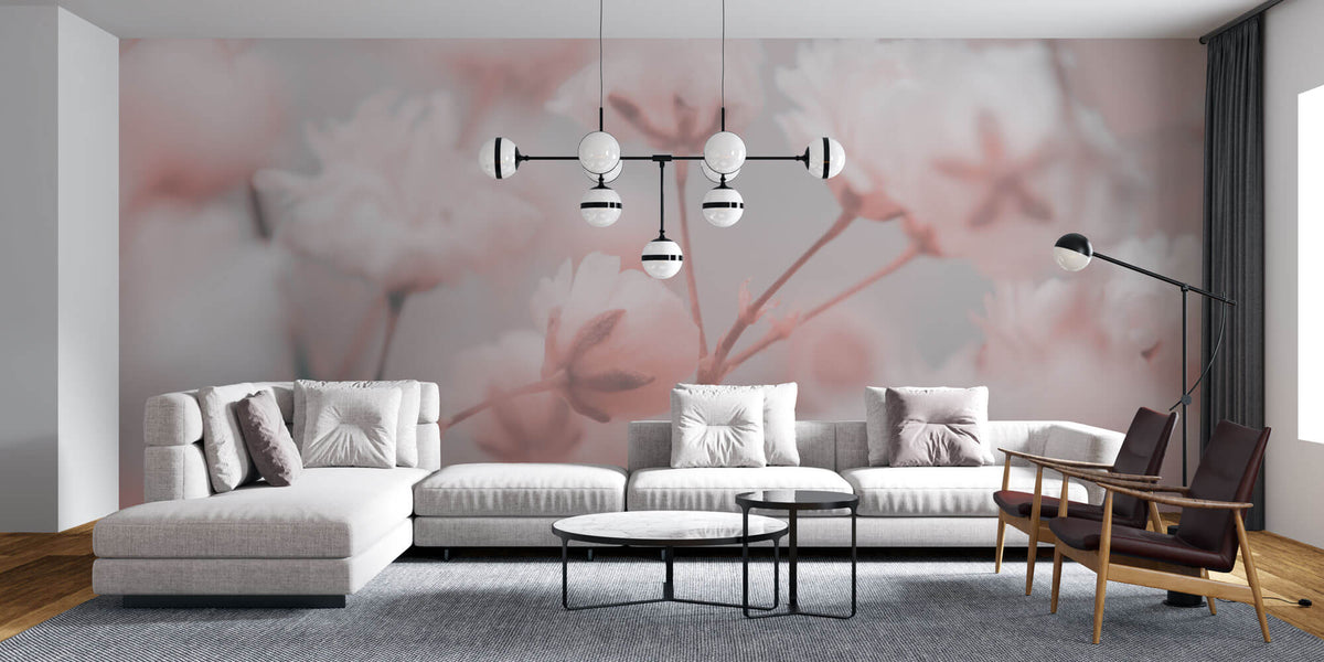 Fototapet Personalizat Floral cu foarea miresei roz - BLURRY PINK