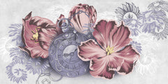 Tapet Personalizat Floral cu flori si un ceas vintage - WATCH FLOWERS