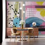 Tapet Personalizat Floral cu trei ilustratii florale in pictura abstracta - FUNKY FLOWERS