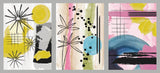 Tapet Personalizat Floral cu trei ilustratii florale in pictura abstracta - FUNKY FLOWERS