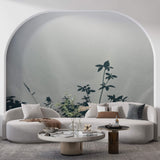 Tapet Personalizat Floral cu umbre florale pe un fundal gri-albastrui - SHADOWED FLOWERS